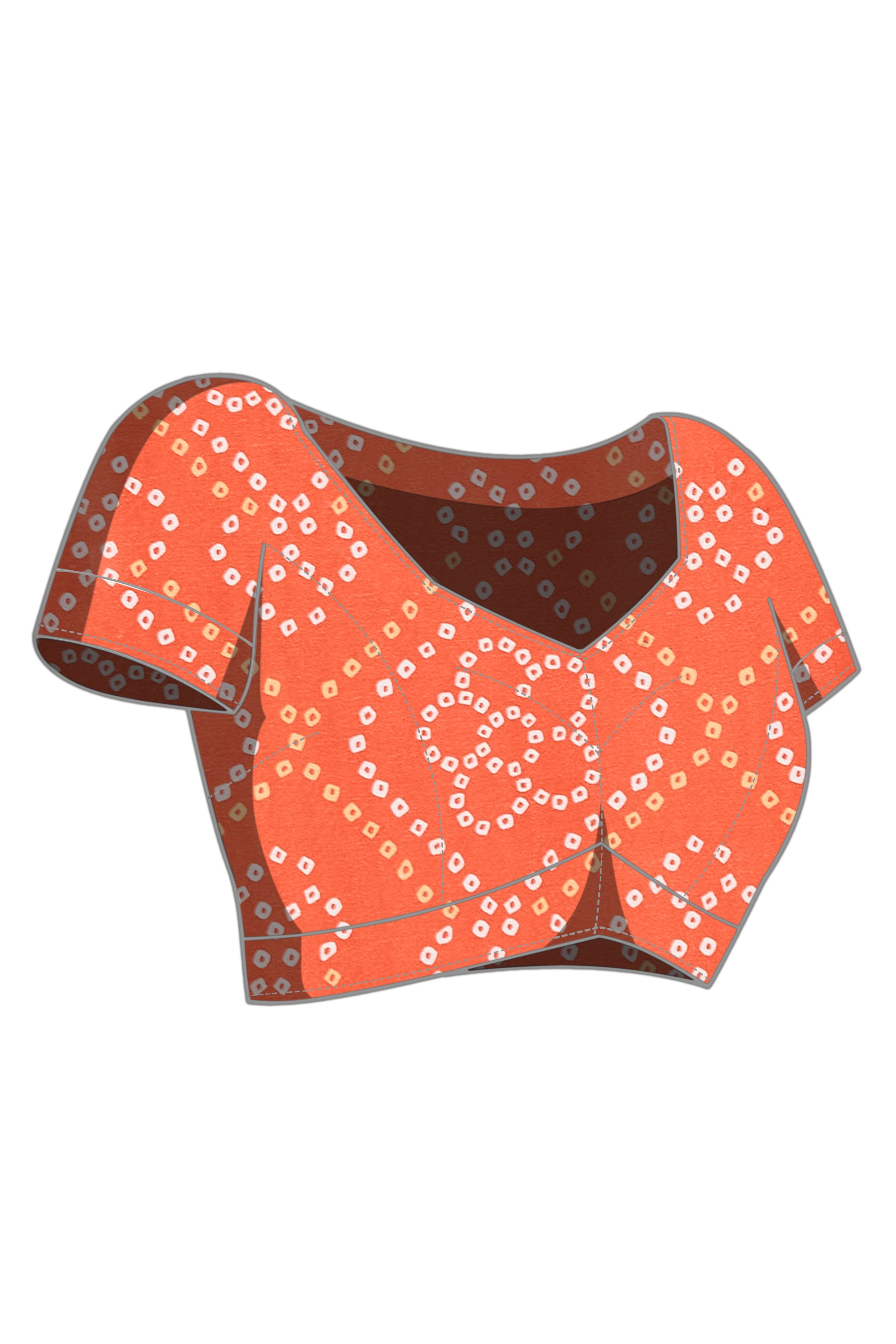 Orange Bandhani Printed Satin Ready To Wear Saree