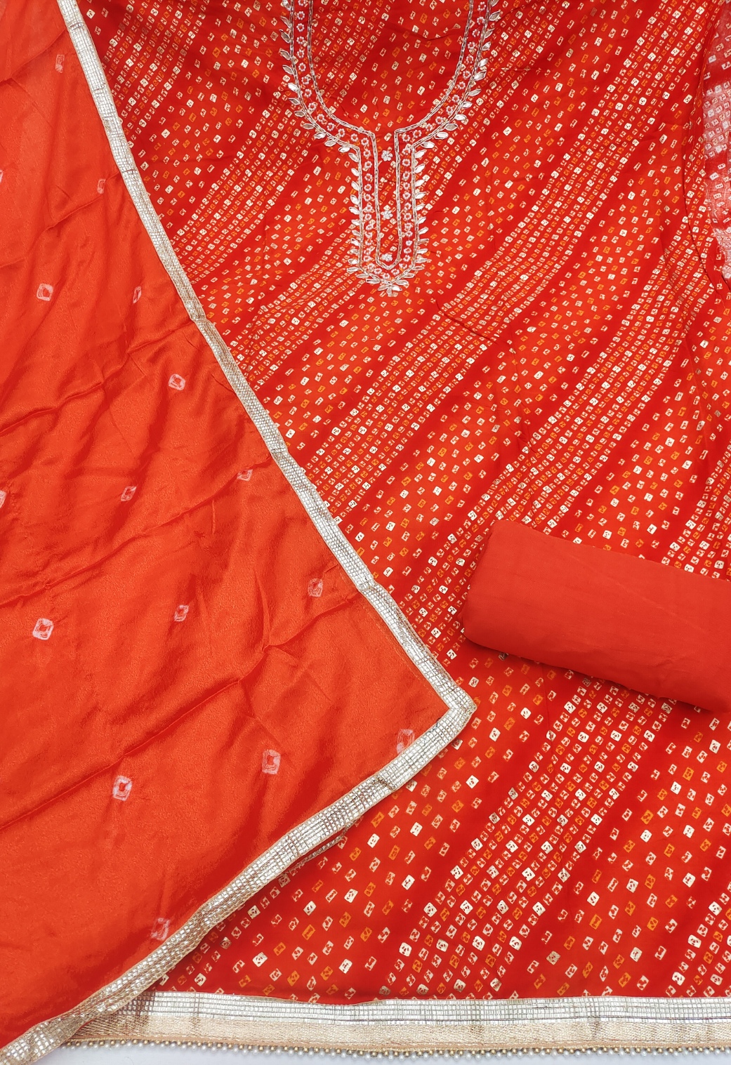 Orange Breathable Cotton Ethnic Print Salwar Suit