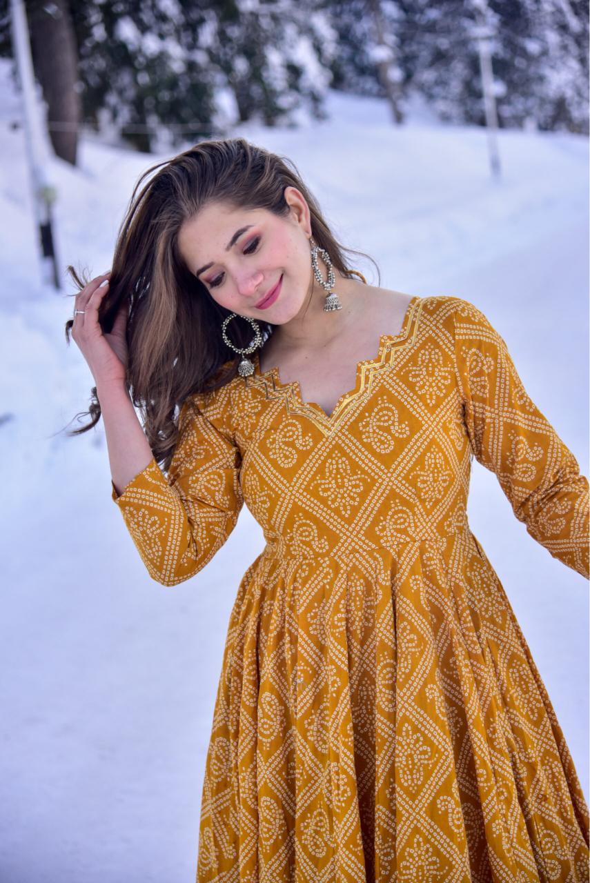 Orange Cotton Silk Designer Printed Kurti — alternate view