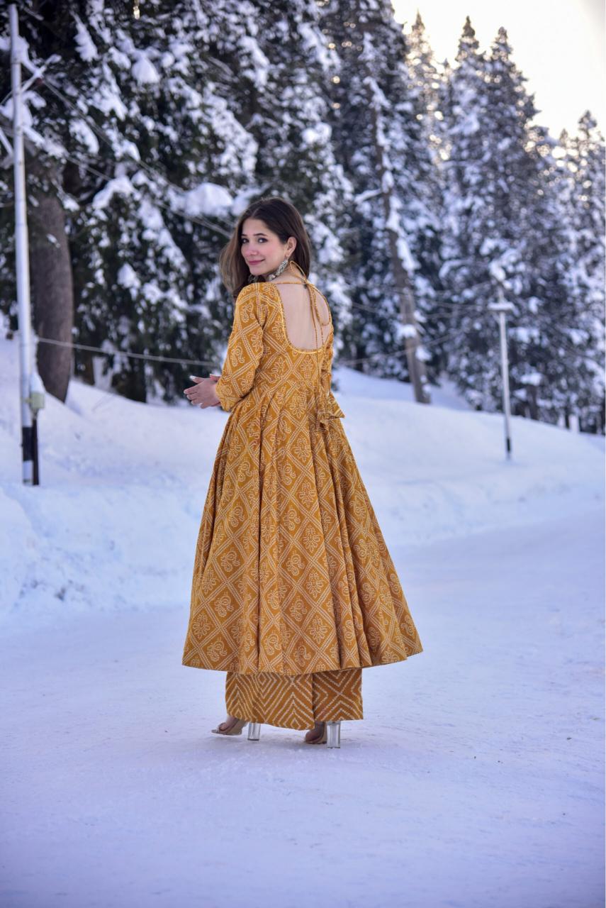 Orange Cotton Silk Designer Printed Kurti