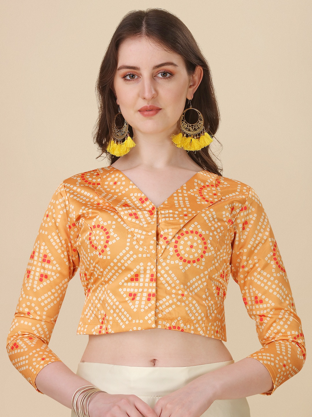 Orange Digital Print Designer Satin Silk Lehenga Choli