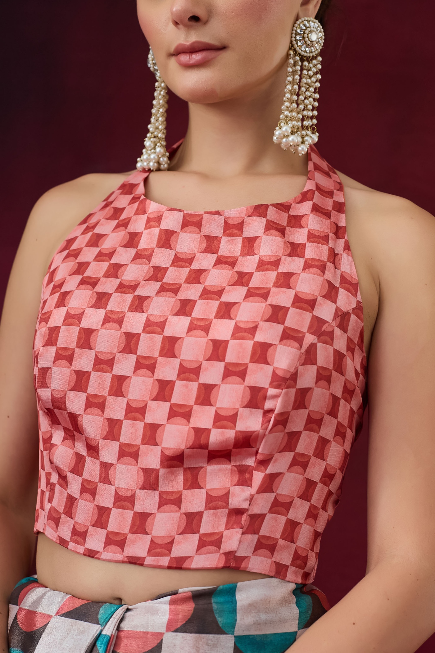 Orange Geometric Ready To Wear Saree