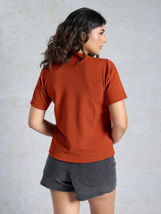 Orange Knitted Casual T-Shirt — alternate view