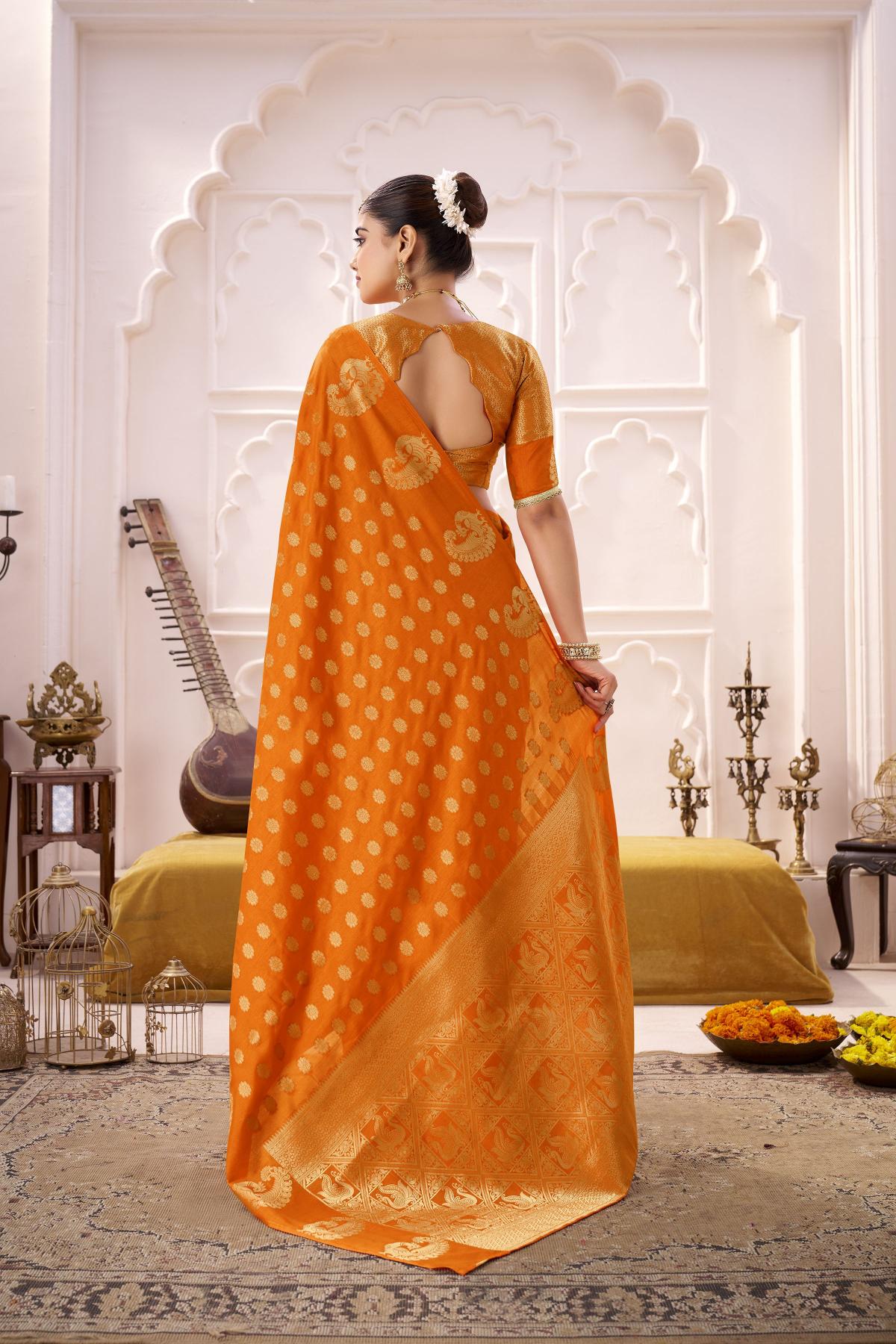 Orange Roop Silk Zari Designer Saree — alternate view