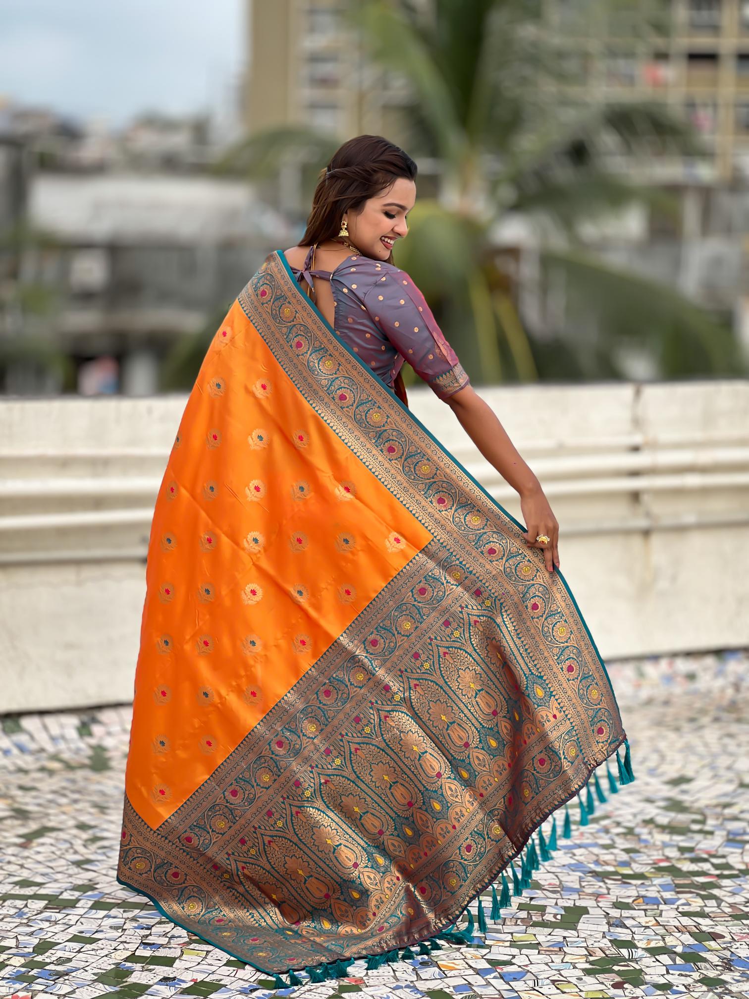 Orange Soft Silk Saree — alternate view