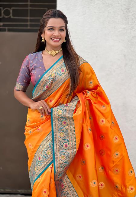 Orange Soft Silk Saree
