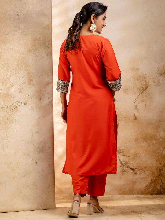 Orange Viscose Rayon Salwar Suit — alternate view