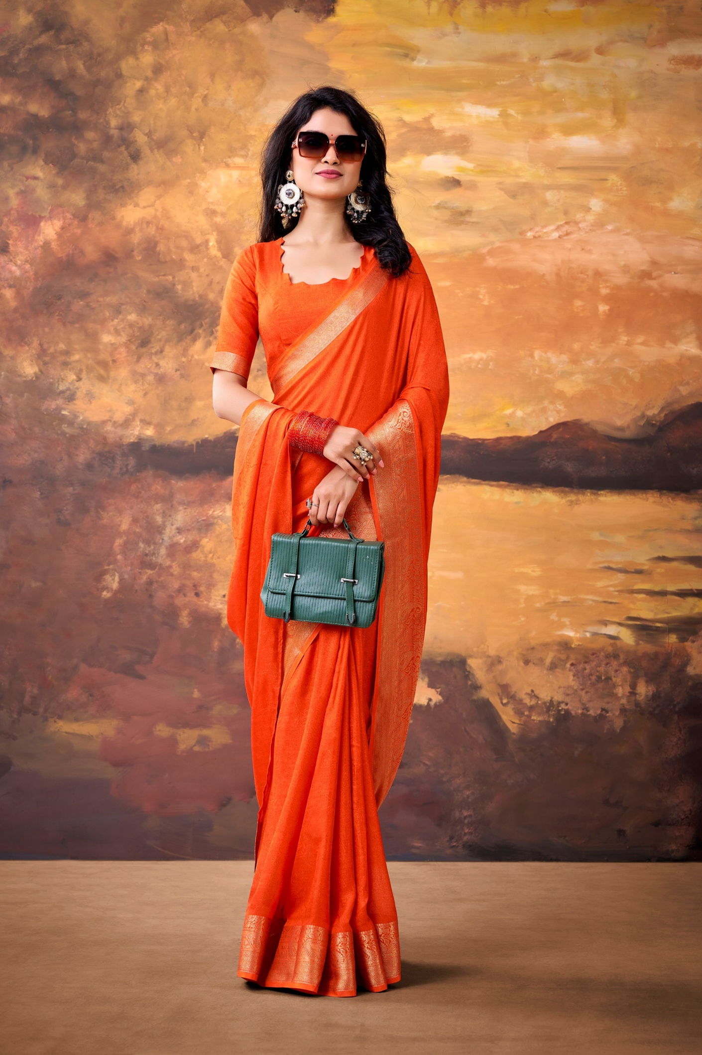 Orange Woven Mass Mello Saree