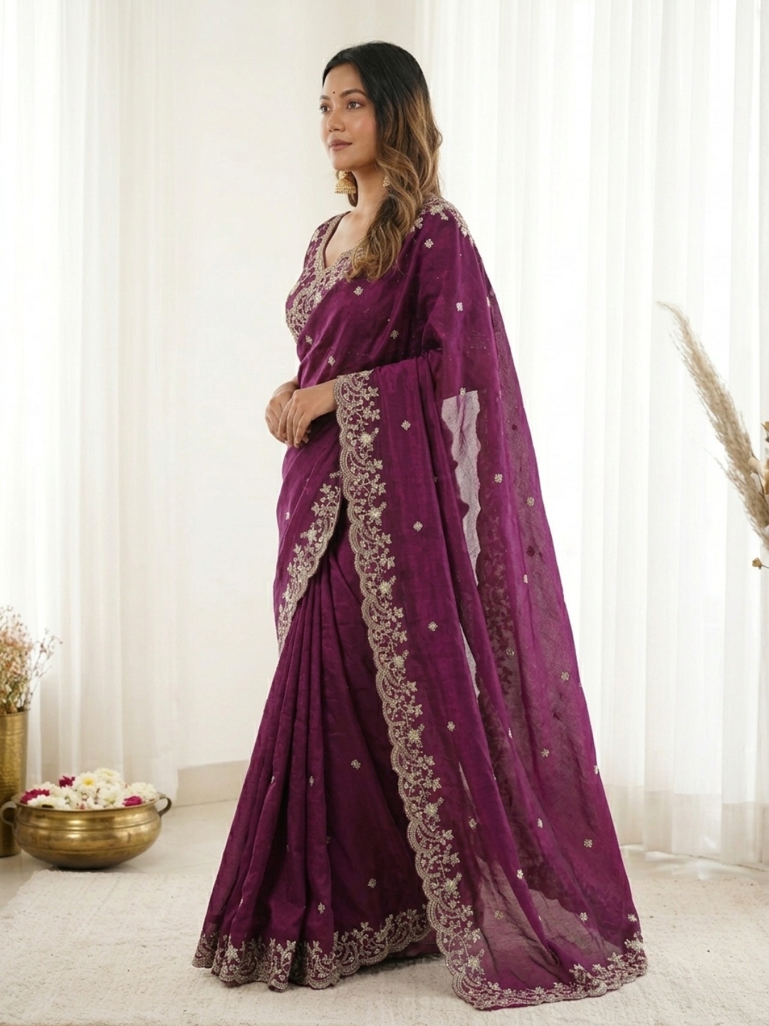 Orchid Radiance Purple Designer Saree — alternate view