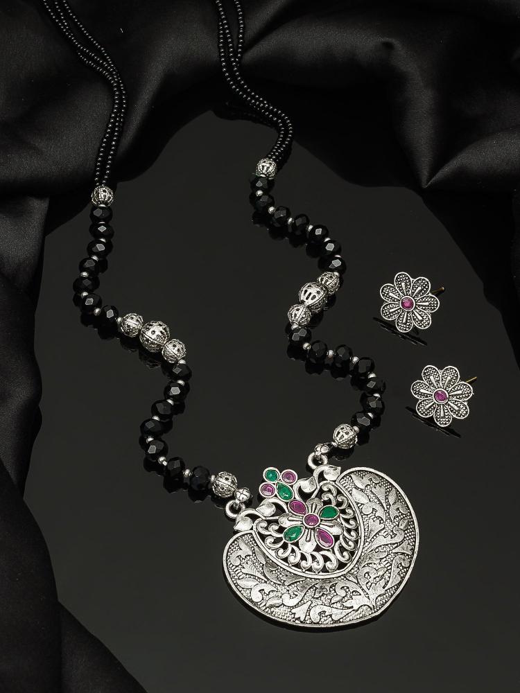 Oxidized Kundan Floral Chand Design Mangalsutra Set