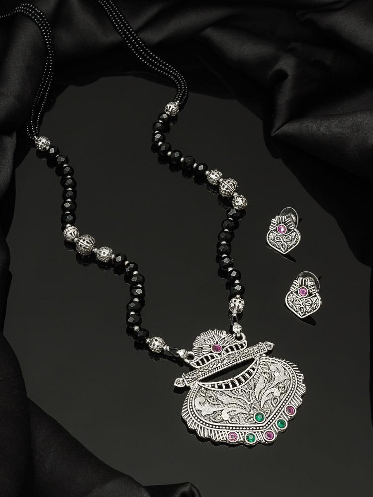Oxidized Kundan Potli Pendant Mangalsutra Set