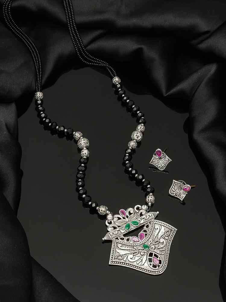 Oxidized Kundan Royal Crown Design Mangalsutra Set
