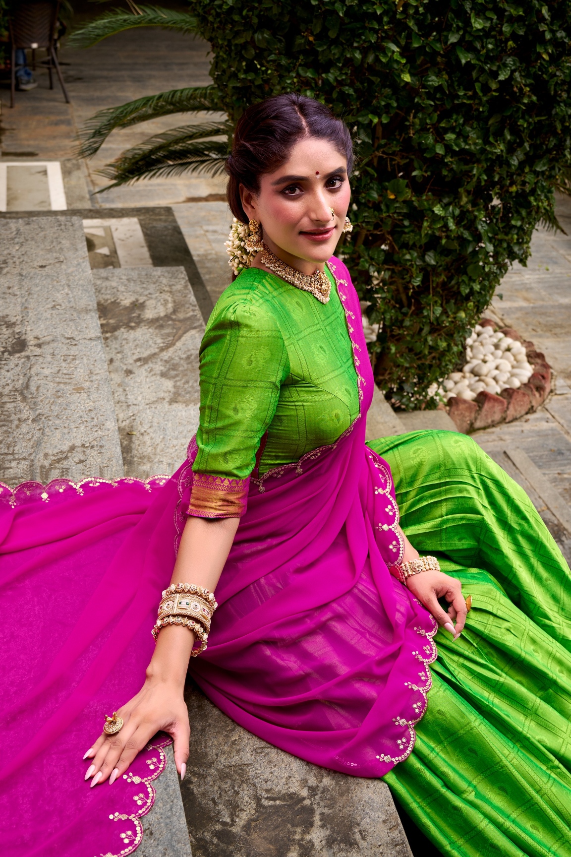 Parrot Green Cotton Lehenga Choli — alternate view