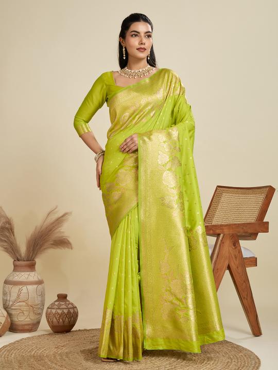 Parrot Green Kanjivaram Silk Saree