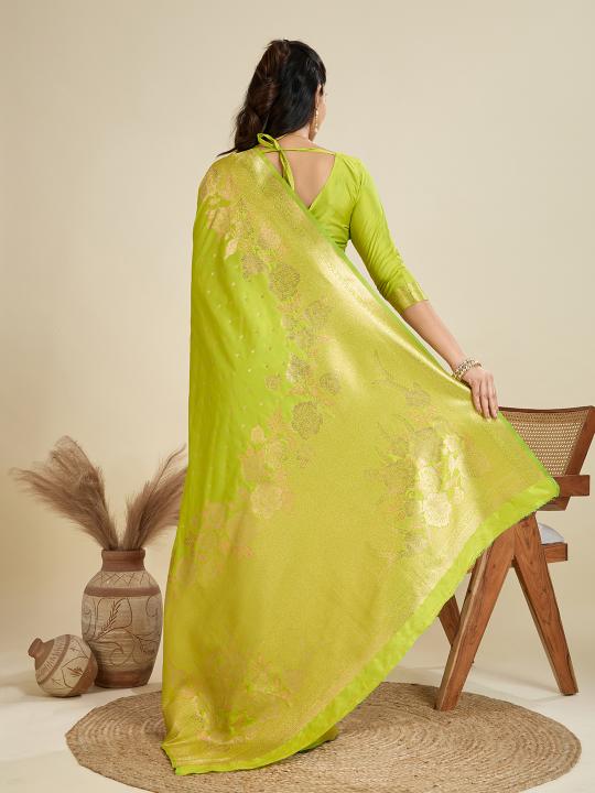 Parrot Green Kanjivaram Silk Saree — alternate view