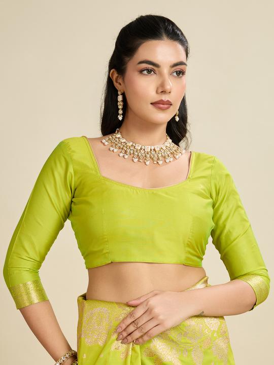 Parrot Green Kanjivaram Silk Saree