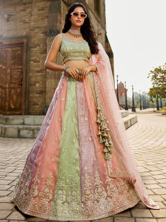Party Wear Multi Color Lehenga