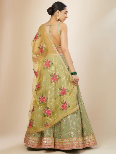 Party Wear Pista Georgette Lehenga — alternate view