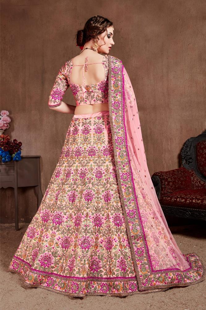 Pastel Pink Taffeta Silk Lehenga Choli — alternate view