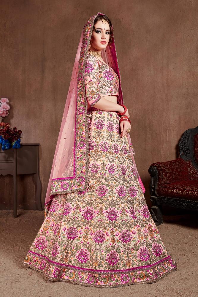 Pastel Pink Taffeta Silk Lehenga Choli