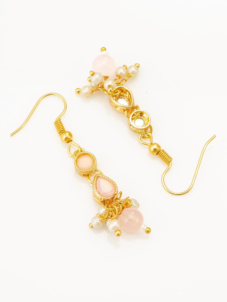 Peach Brass Kundan Necklace Set — alternate view