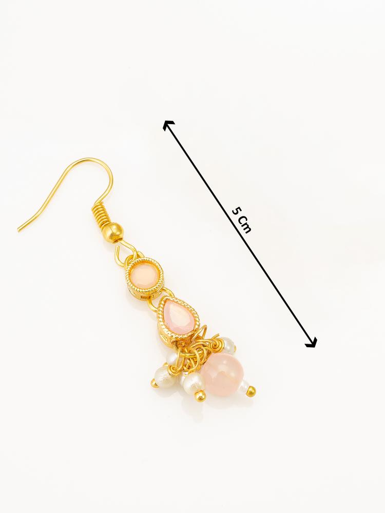 Peach Brass Kundan Necklace Set