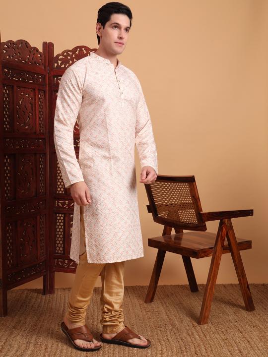 Peach Cotton Embroidery Kurta — alternate view