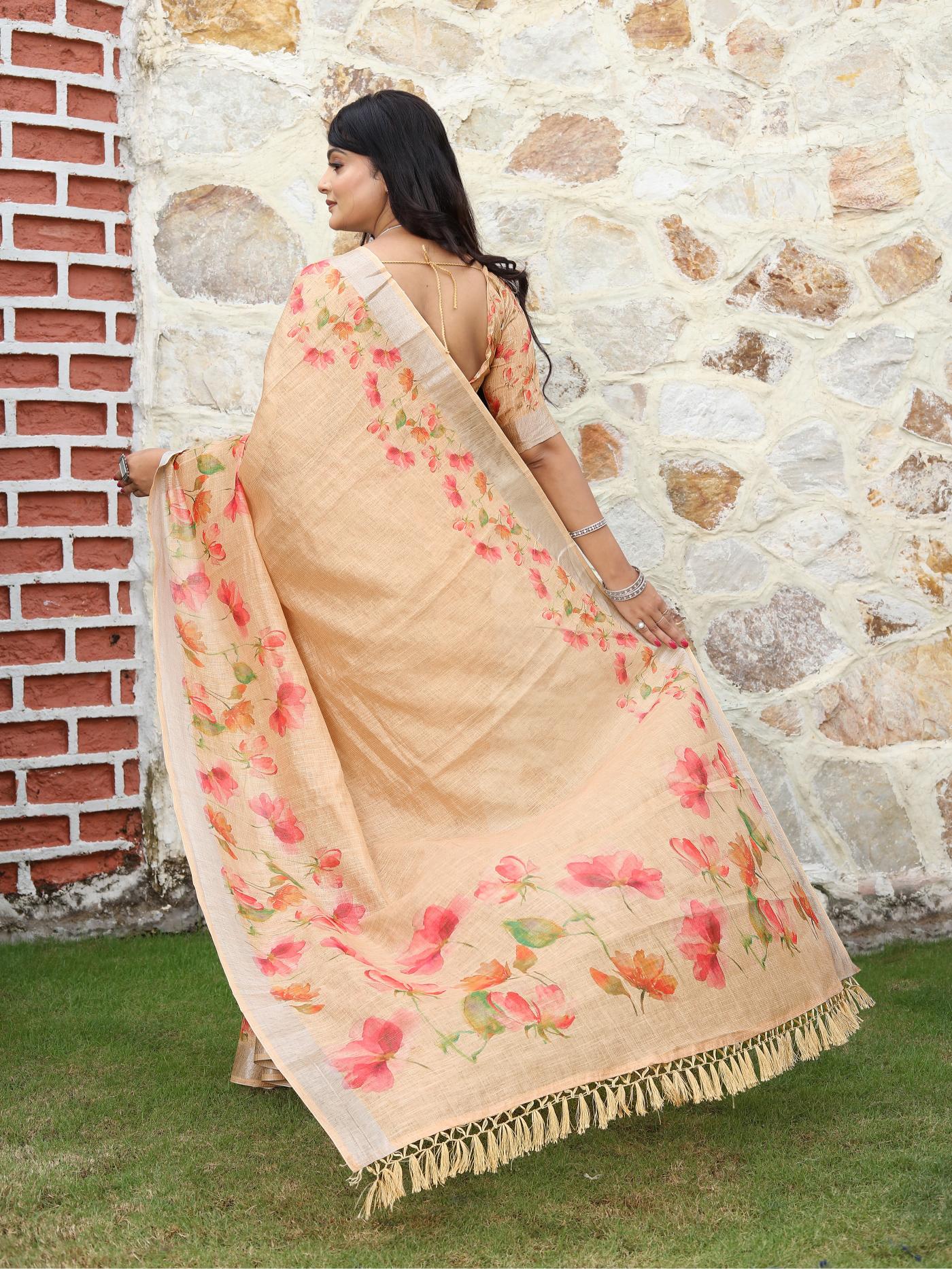 Peach Cotton Shimmer Saree — alternate view