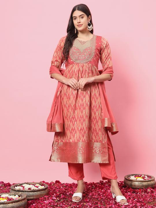 Peach Cotton Silk Salwar Suit