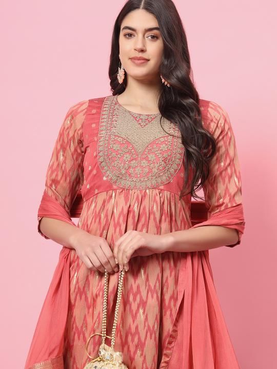 Peach Cotton Silk Salwar Suit