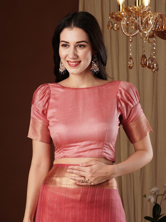 Peach Designer Organza Saree