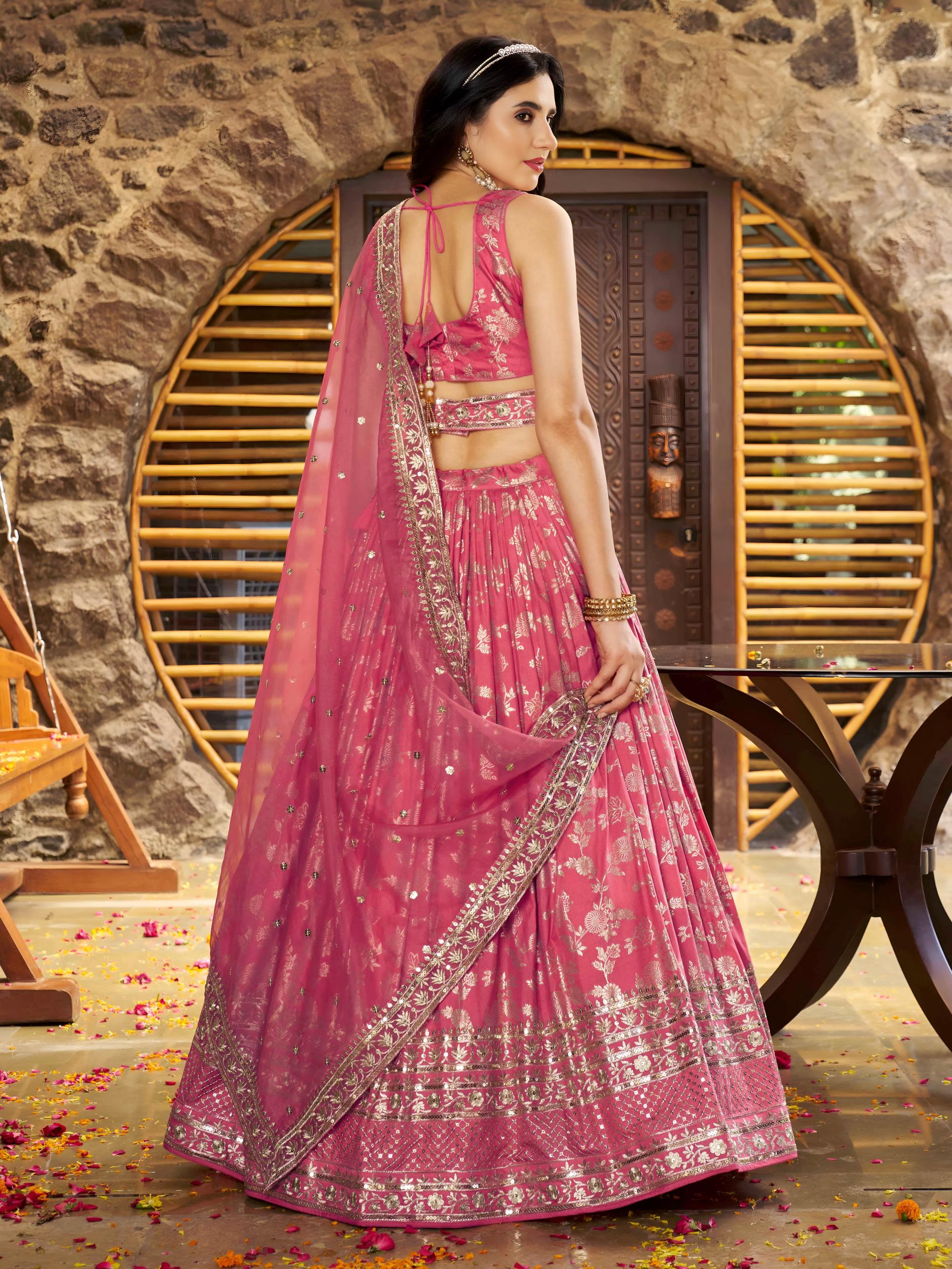 Peach Dola Silk Lehenga — alternate view