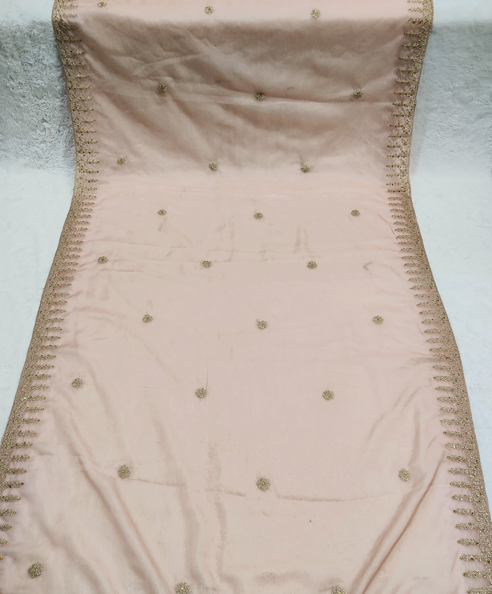 Peach Dori Embroidered Organza Dupatta — alternate view