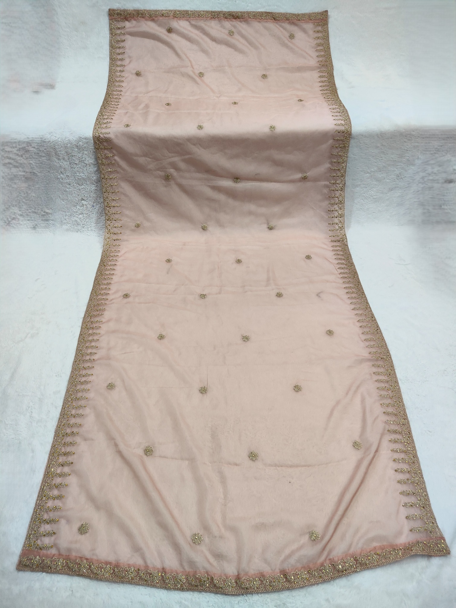 Peach Dori Embroidered Organza Dupatta