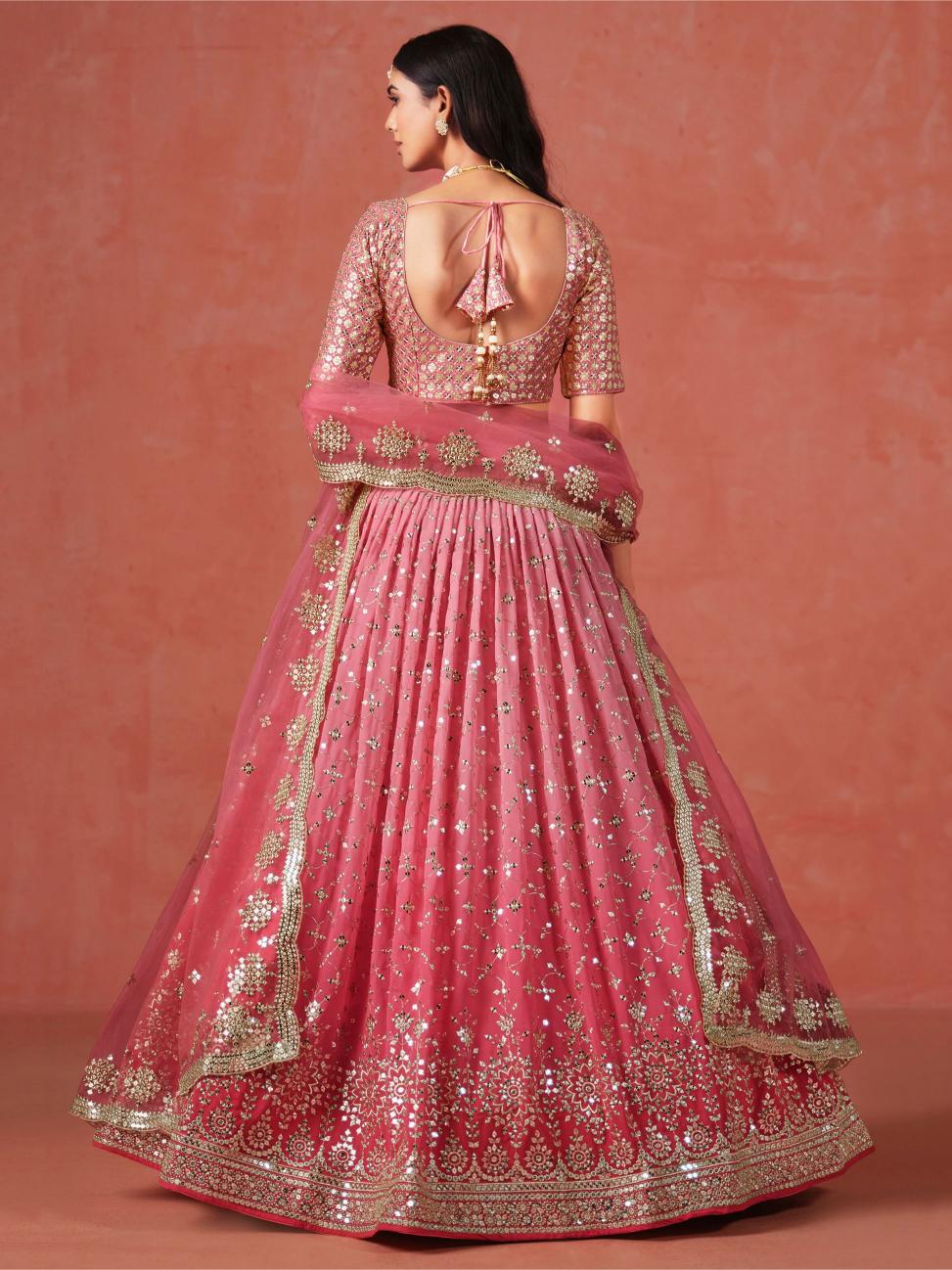 Peach Georgette Festive Lehenga — alternate view