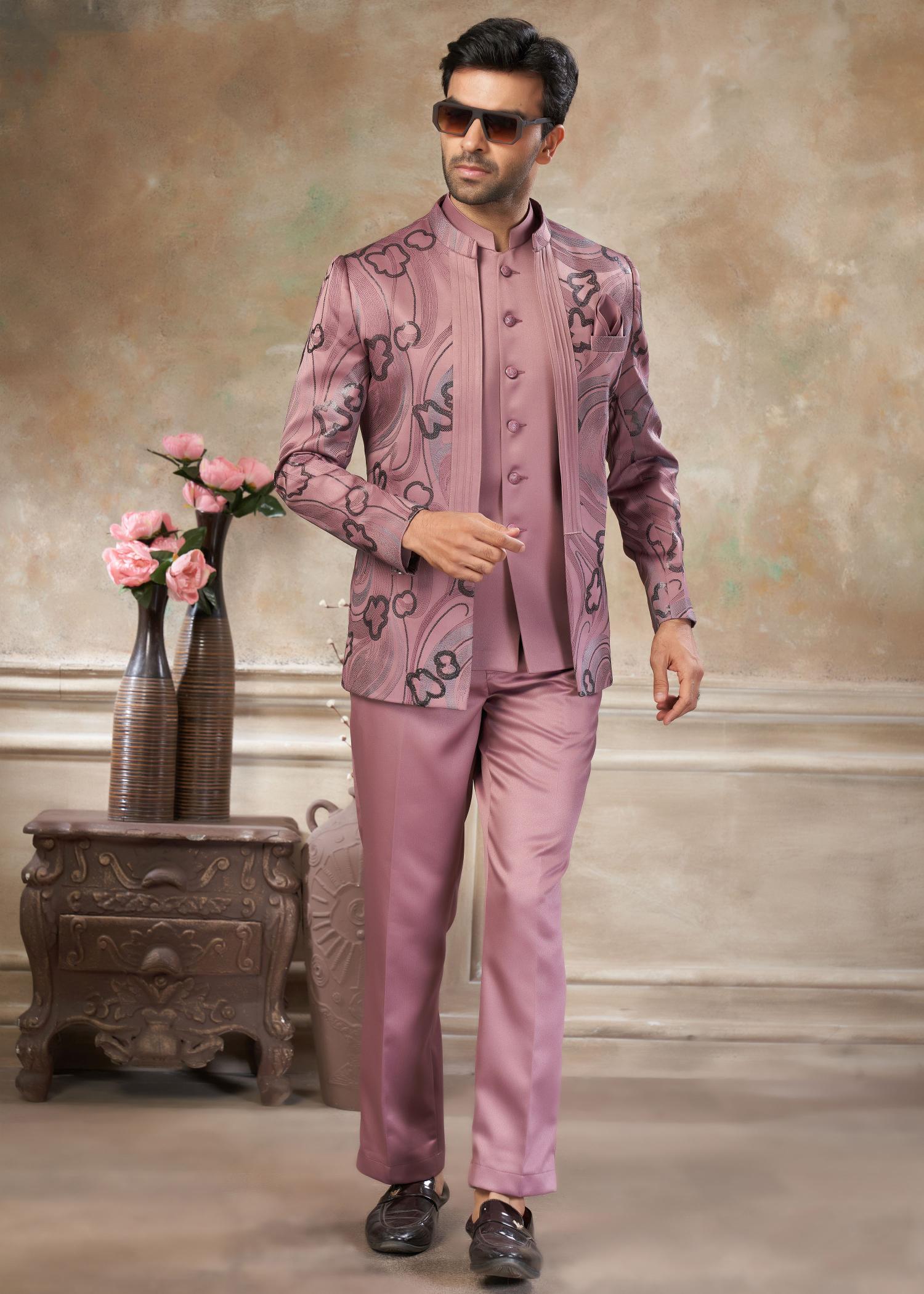 Peach Indo-Western Sherwani suit