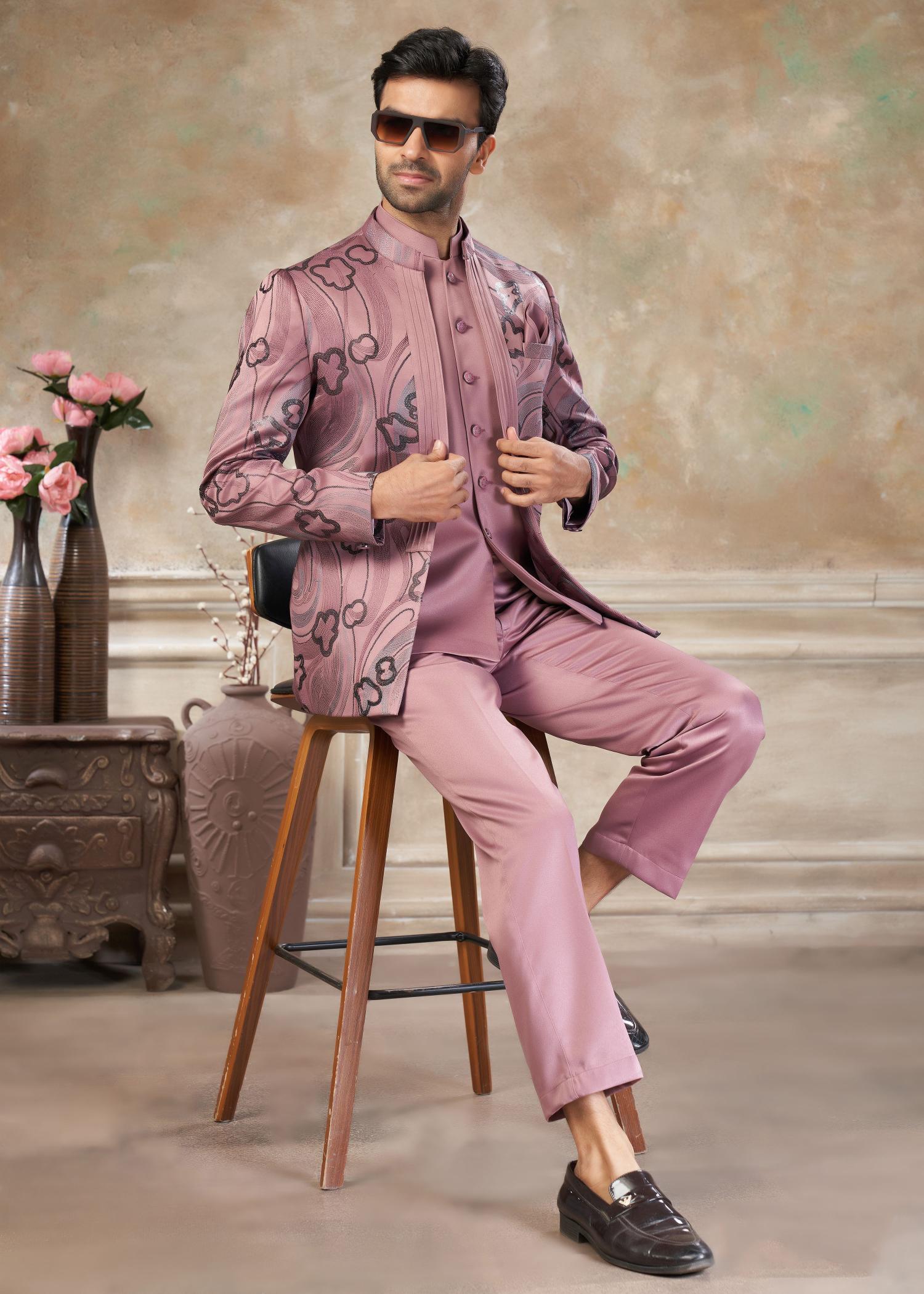Peach Indo-Western Sherwani suit