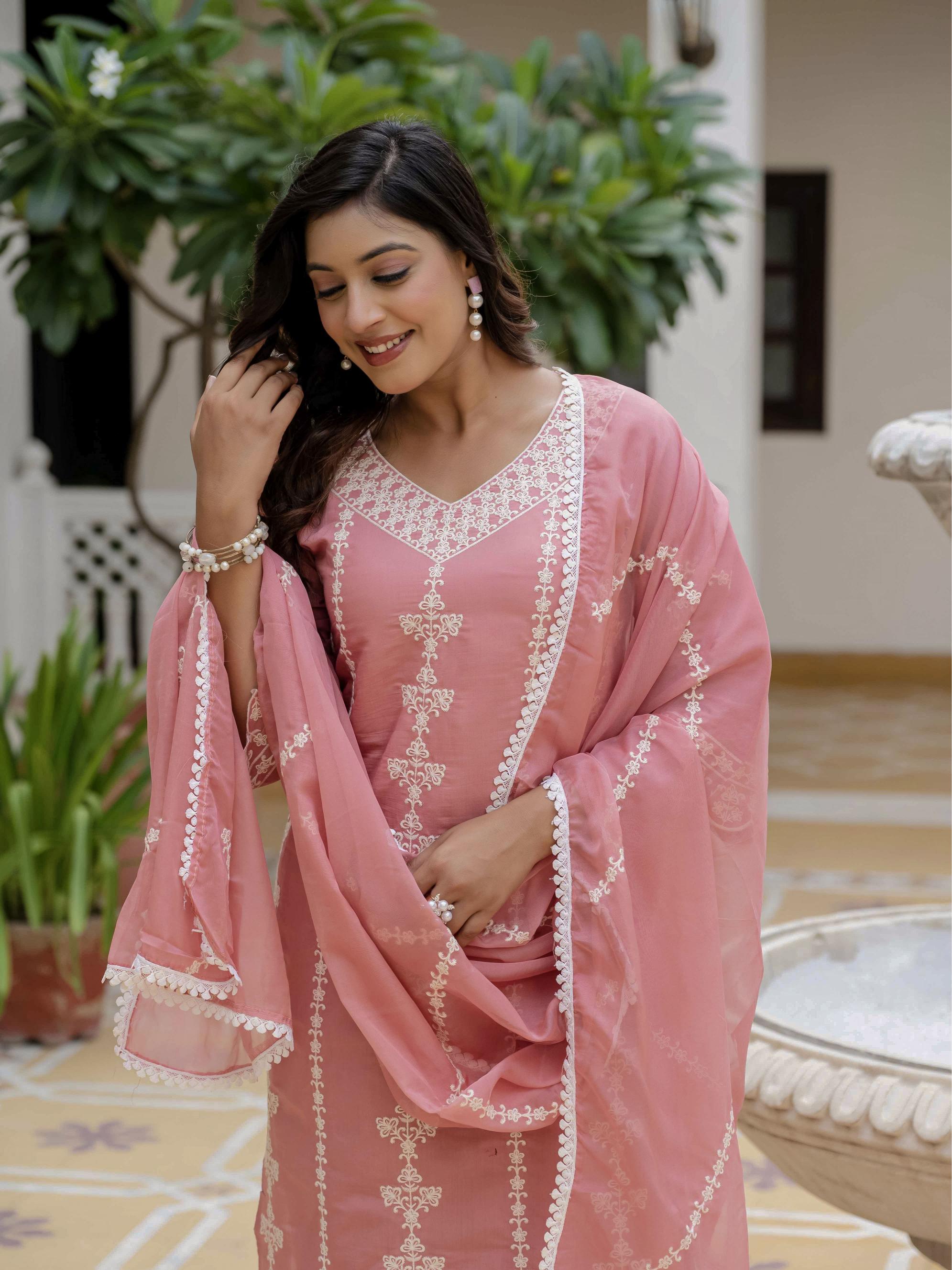 Peach Peach Roman Silk Salwar Suit