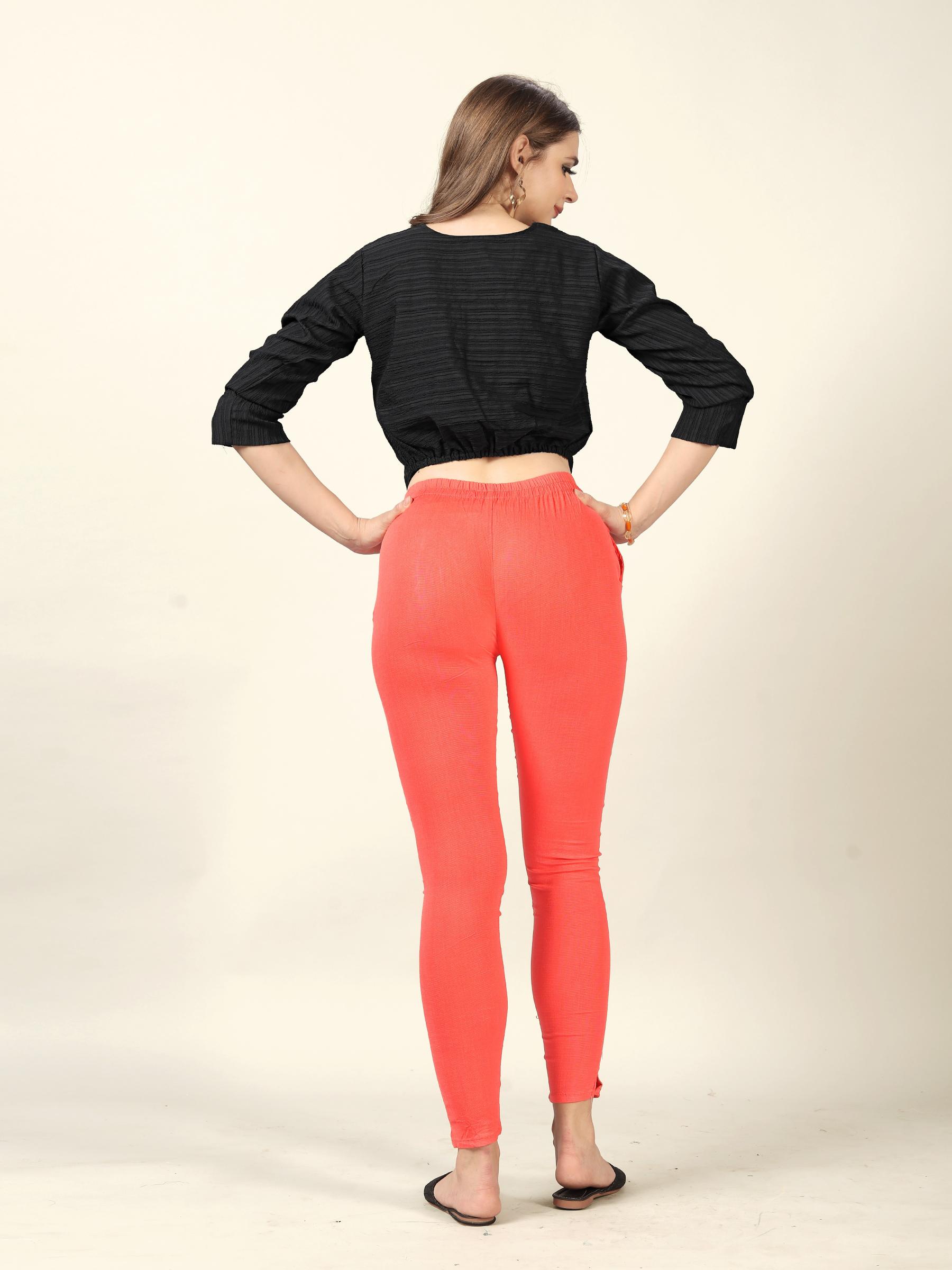 Peach Rayon Lycra Readymade Pant — alternate view