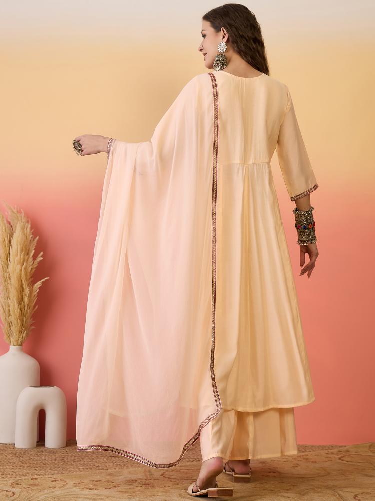 Peach Roman Silk Palazzo Suits — alternate view