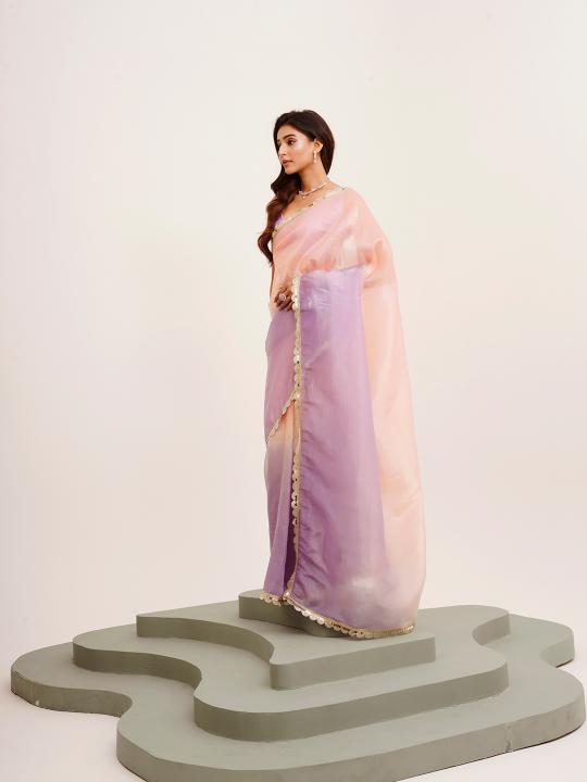 Peach Satin Saree — alternate view