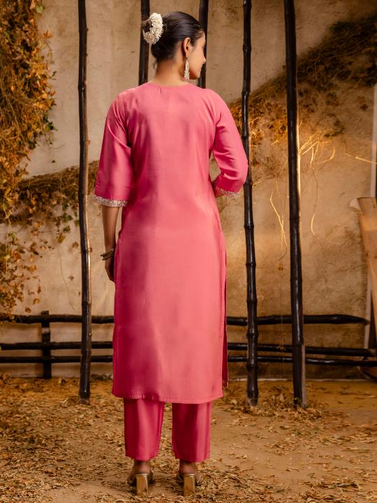 Peach Silk Blend Readymade Suits — alternate view