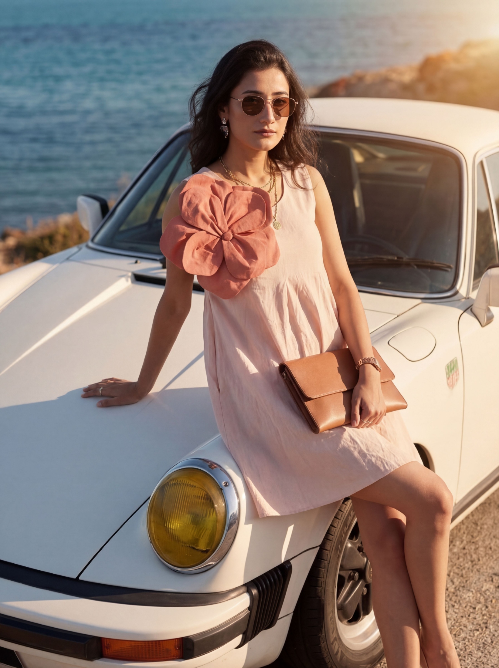 Peach Solid Designer Cotton Western Dress