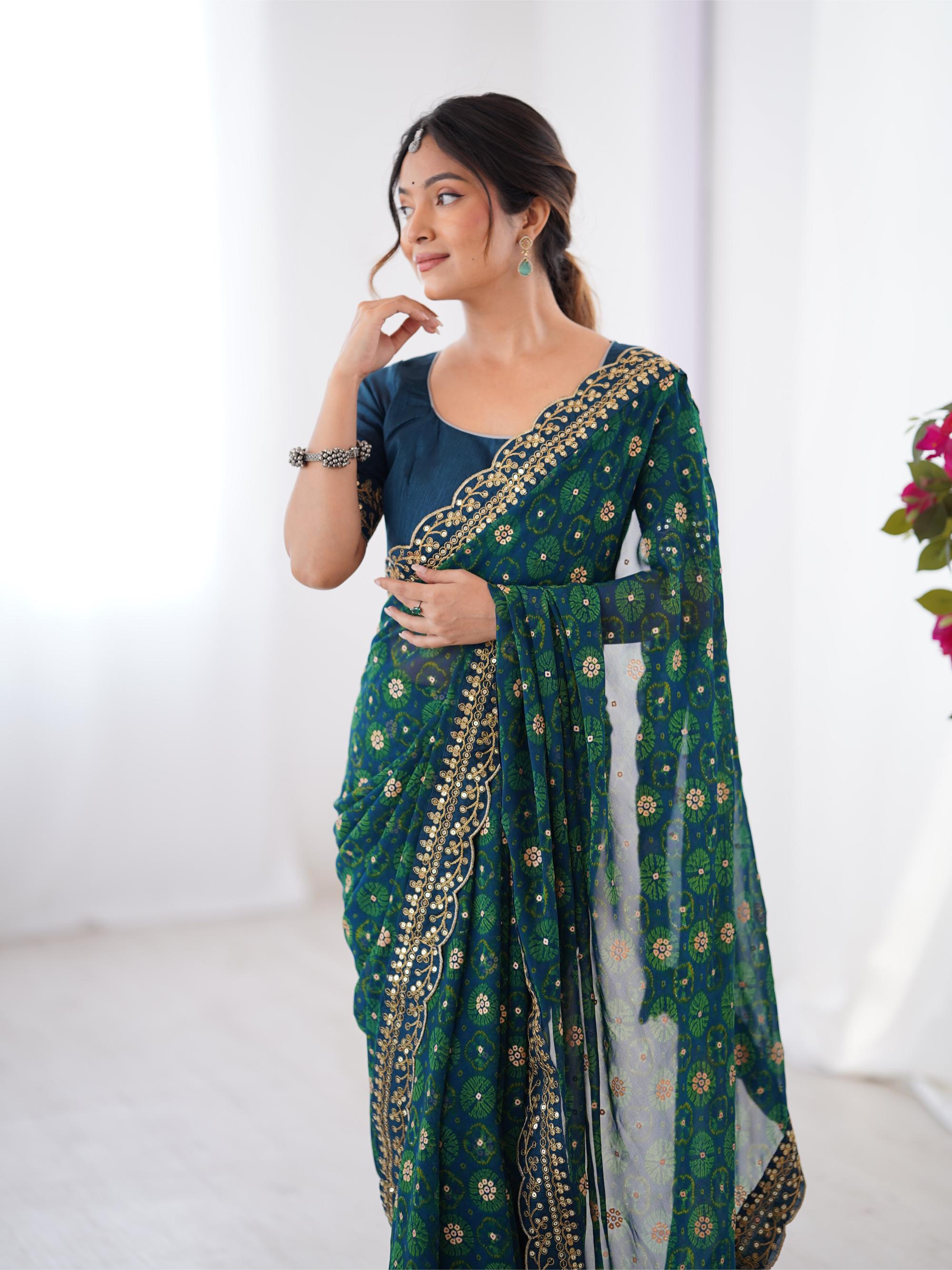 Petrol Georgette Saree