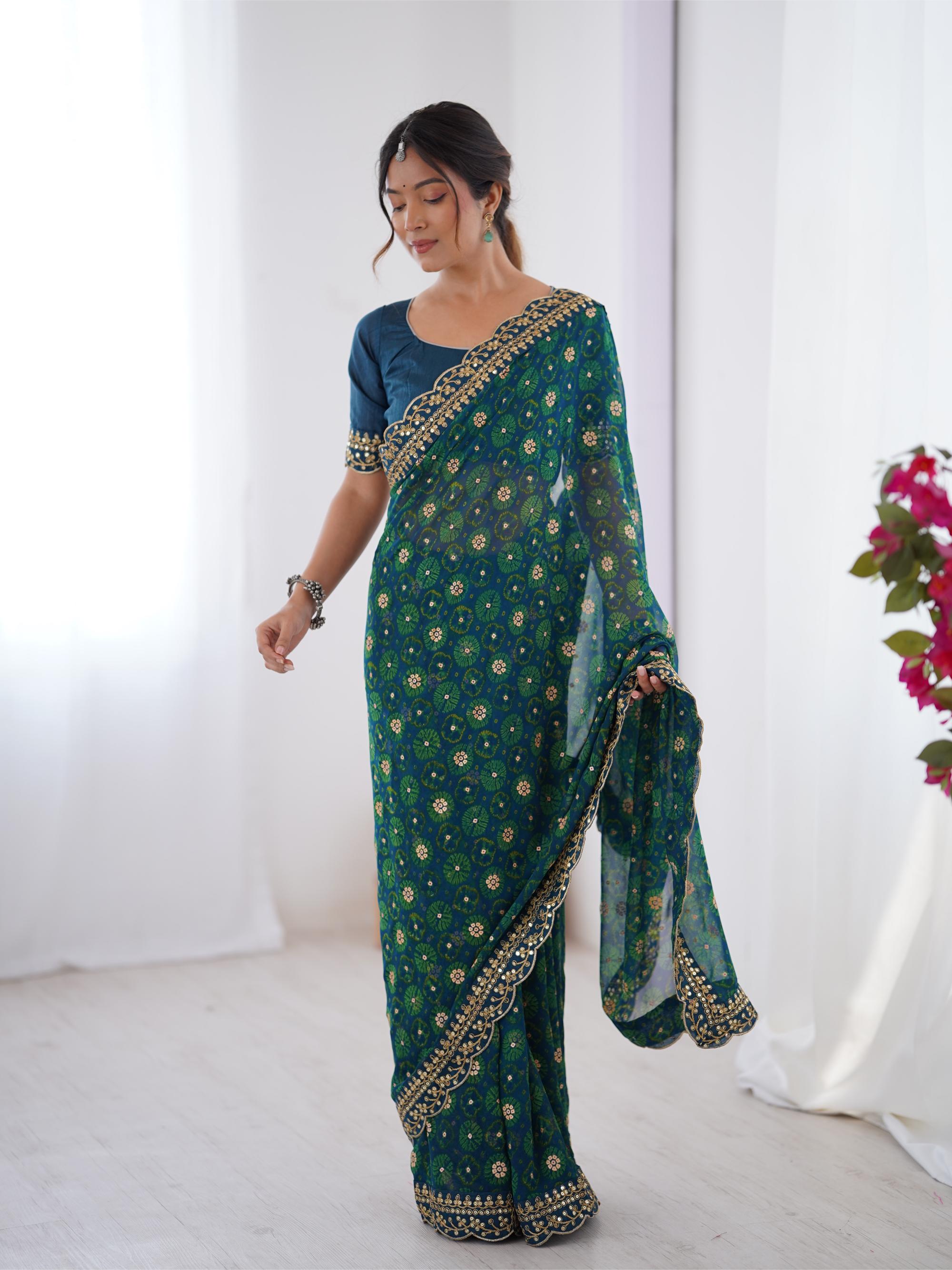Petrol Georgette Saree — alternate view