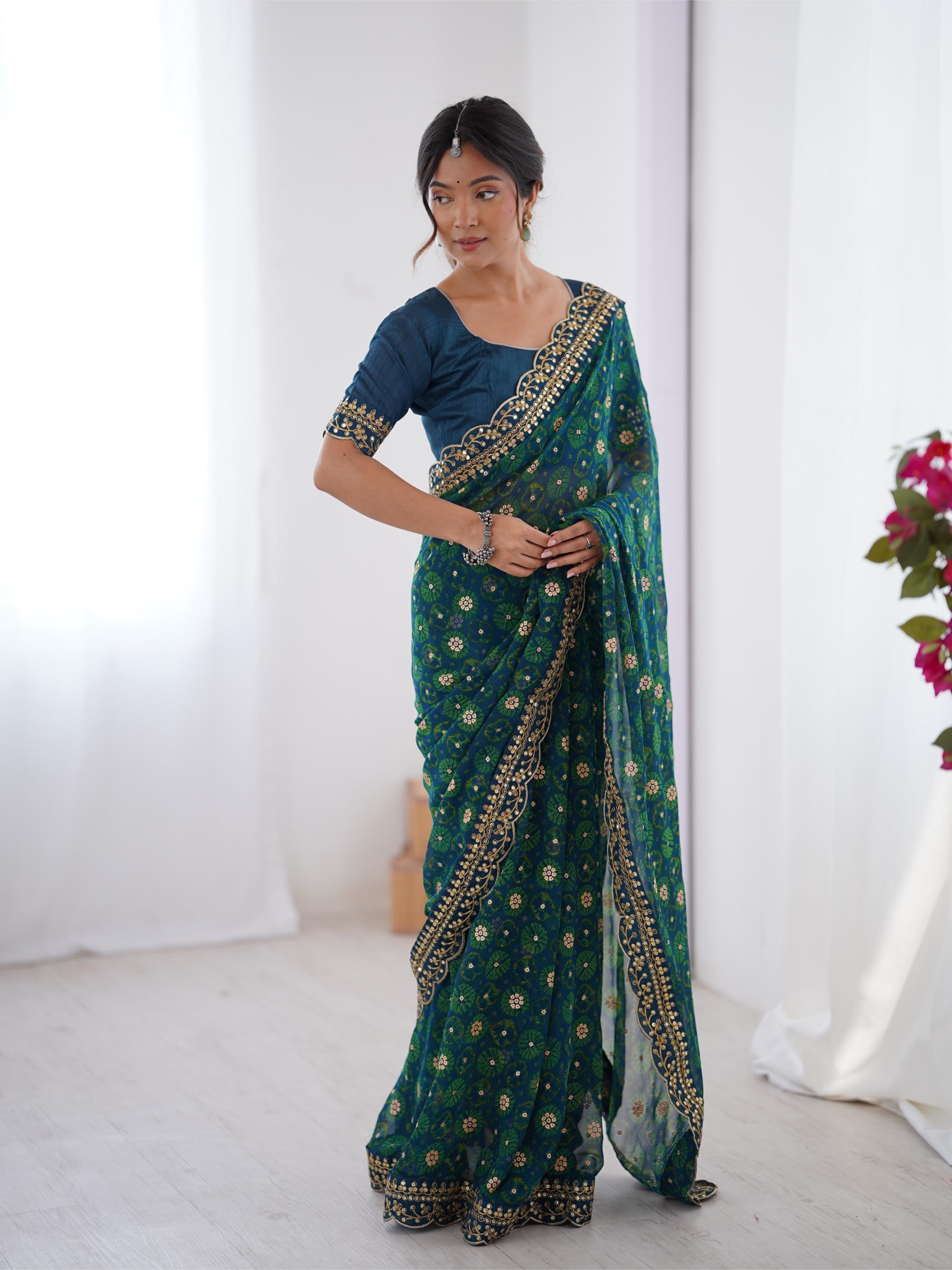 Petrol Georgette Saree