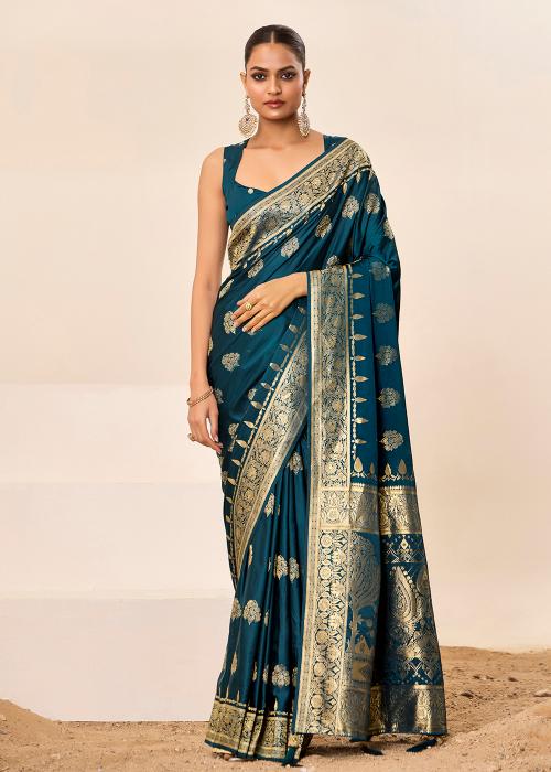 Petrol Satin Silk Saree