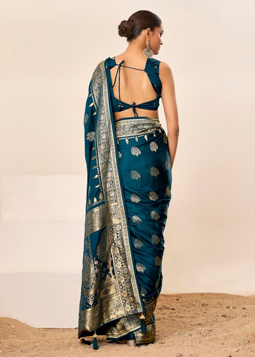 Petrol Satin Silk Saree — alternate view