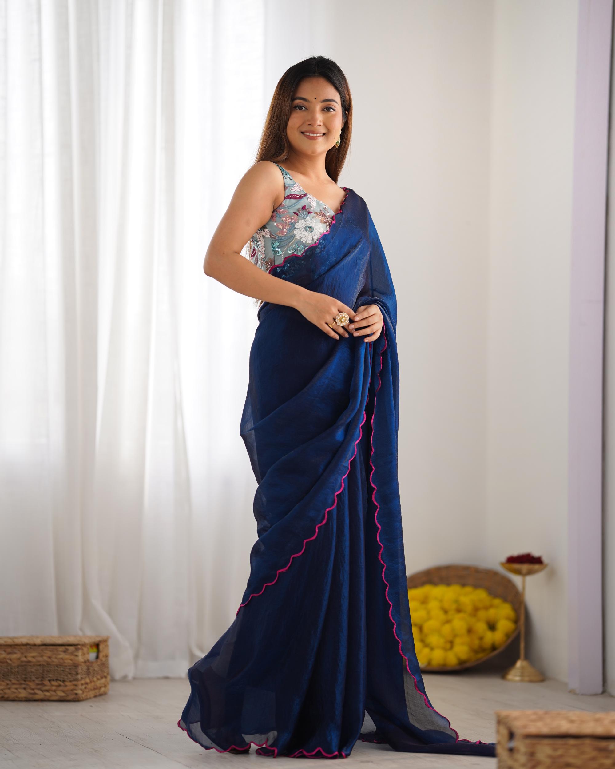 Petrol Space Silk Saree