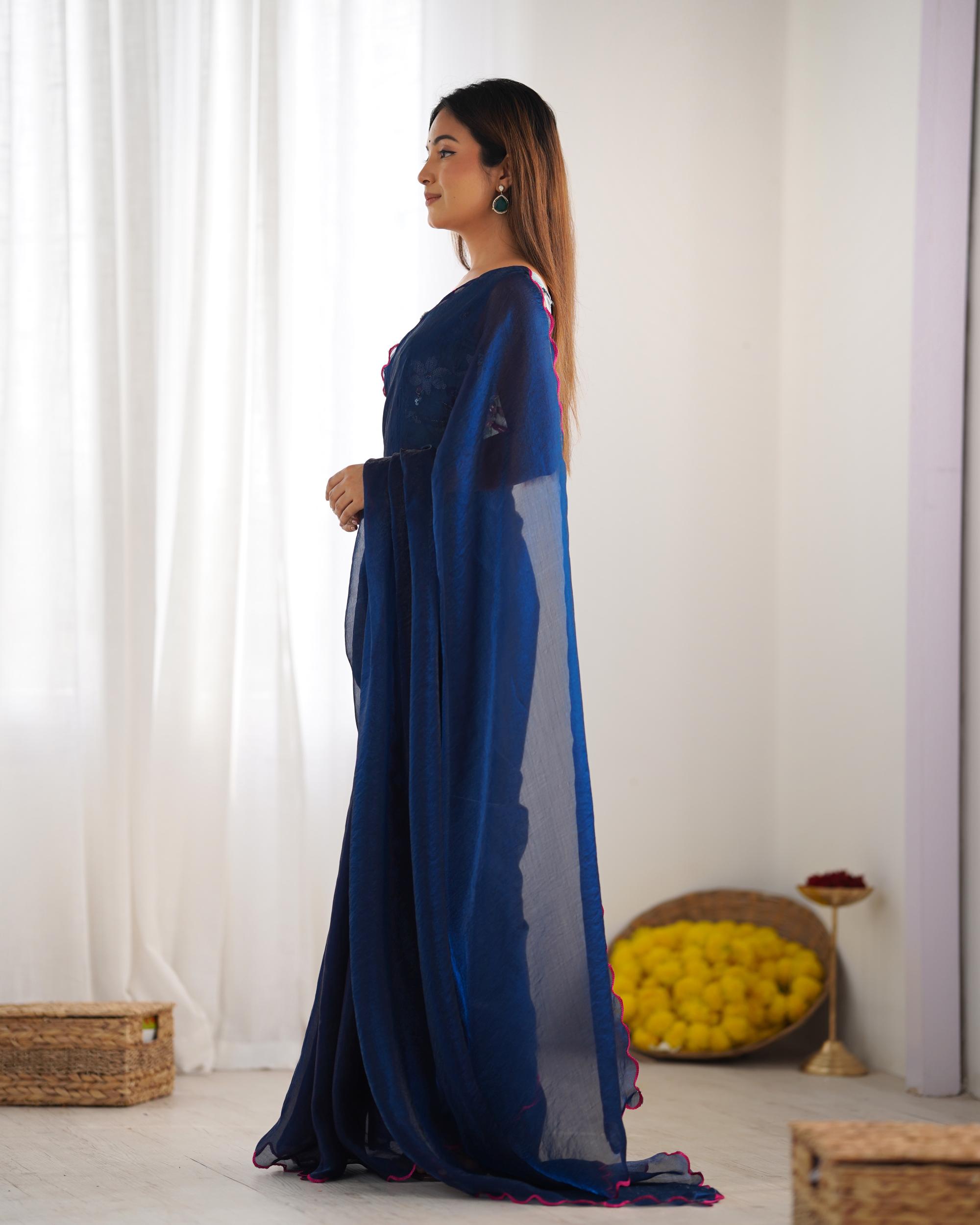 Petrol Space Silk Saree — alternate view